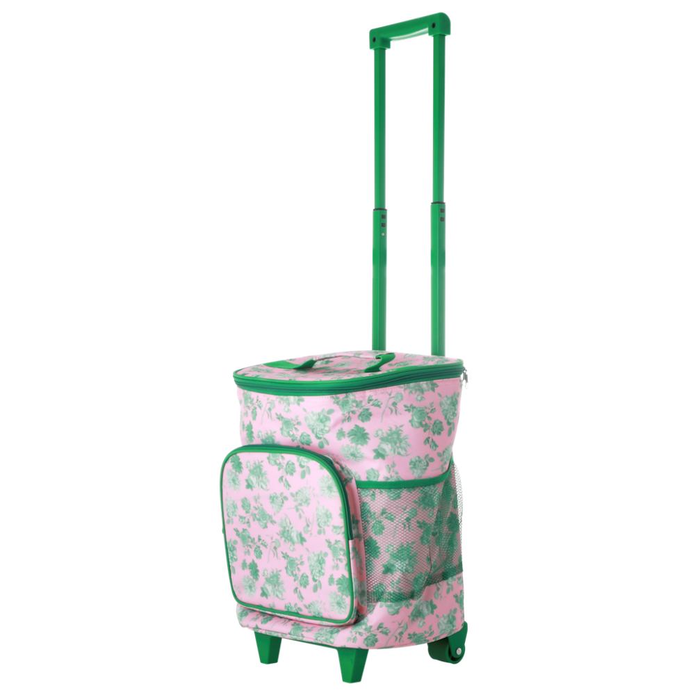 Trolley Cooler Bag Pink & Green Rose Print By Rice DK